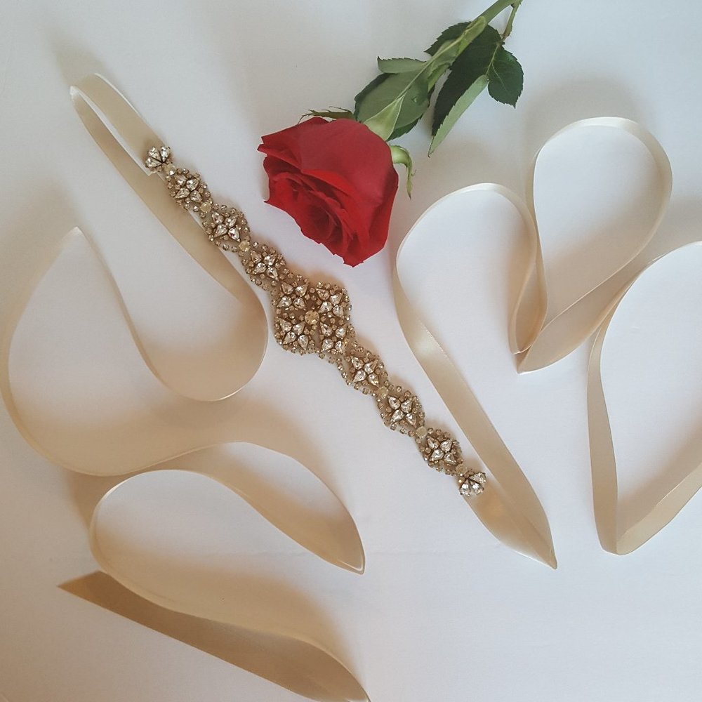 New ! David's Bridal crystal sash belt